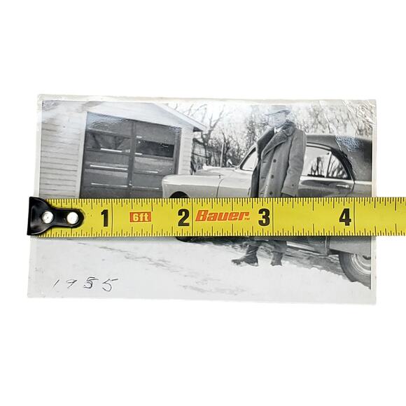 Vtg Man with Vehicle Behind Original Monochrome Photography Found Snapshot - Picture 3 of 4